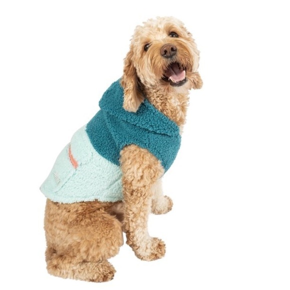 🐶 Meduim 🐶 New Justice Pet Polyester Sherpa Dog Hoodie, Turquoise - Picture 9 of 14